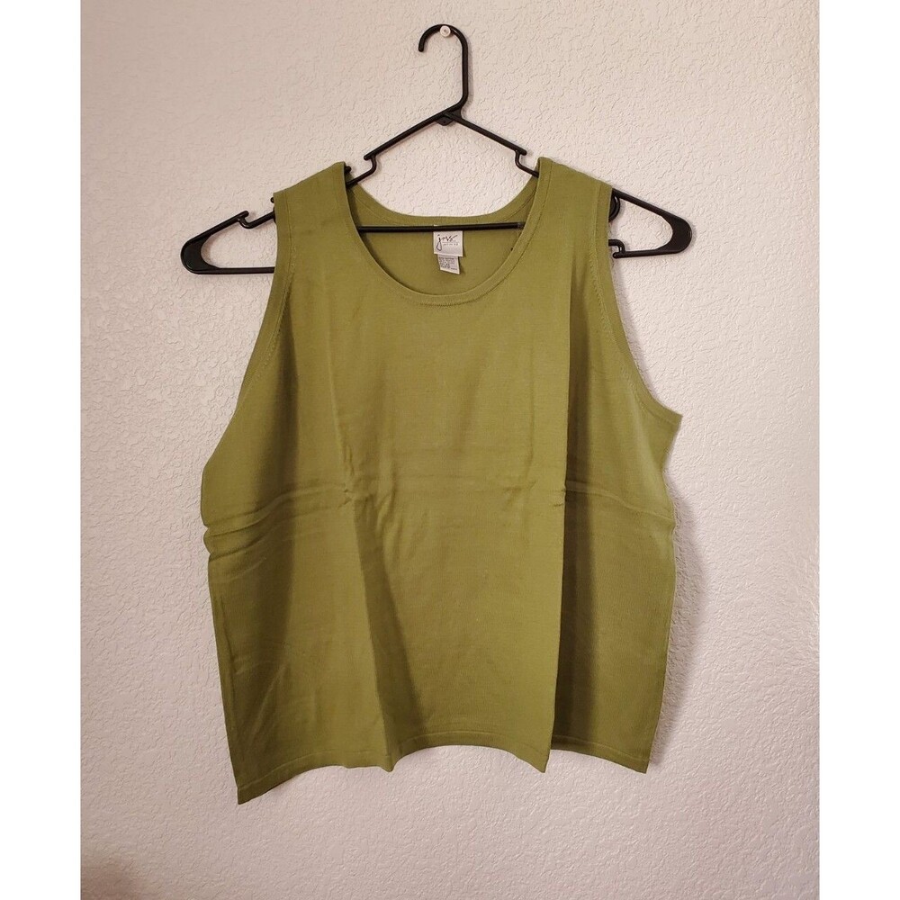 JMS Collection Women's Plus Size 4X Green Stretch Knit Tank Top Sleeveless New